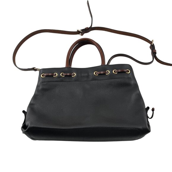 Dooney & Bourke Black Pebbled Leather Satchel Tassel Accents Handbag Vintage - Picture 5 of 9